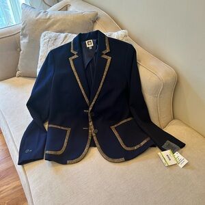 Anne Klein Navy Blazer with Gold Trim